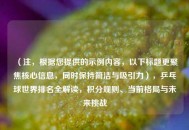 （注，根据您提供的示例内容，以下标题更聚焦核心信息，同时保持简洁与吸引力），乒乓球世界排名全解读，积分规则、当前格局与未来挑战