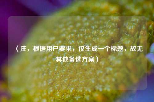 (注,根据用户要求,仅生成一个标题,故无其他备选方案)