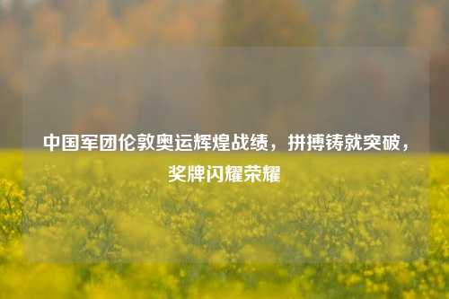 中国军团伦敦奥运辉煌战绩，拼搏铸就突破，奖牌闪耀荣耀