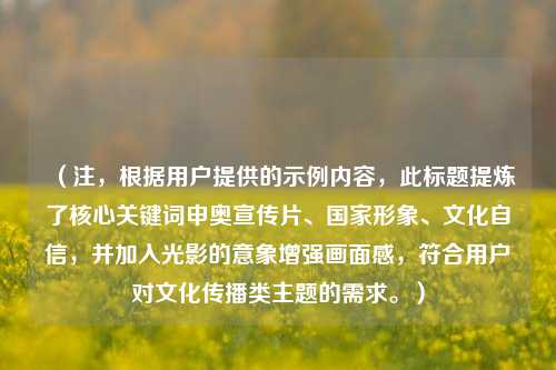 （注，根据用户提供的示例内容，此标题提炼了核心关键词申奥宣传片、国家形象、文化自信，并加入光影的意象增强画面感，符合用户对文化传播类主题的需求。）