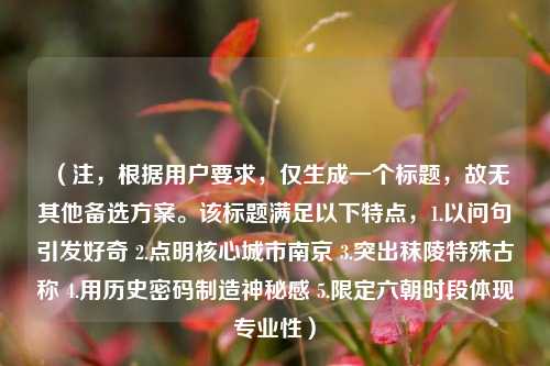 （注，根据用户要求，仅生成一个标题，故无其他备选方案。该标题满足以下特点，1.以问句引发好奇 2.点明核心城市南京 3.突出秣陵特殊古称 4.用历史密码制造神秘感 5.限定六朝时段体现专业性）