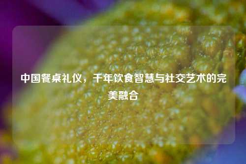 中国餐桌礼仪，千年饮食智慧与社交艺术的完美融合