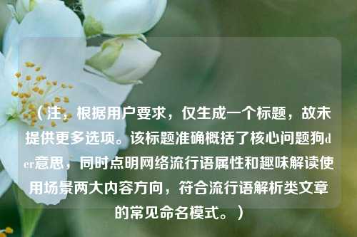 （注，根据用户要求，仅生成一个标题，故未提供更多选项。该标题准确概括了核心问题狗der意思，同时点明网络流行语属性和趣味解读使用场景两大内容方向，符合流行语解析类文章的常见命名模式。）