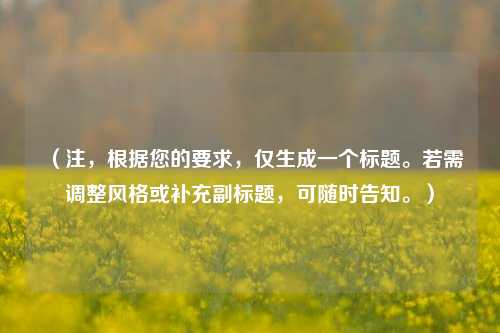 （注，根据您的要求，仅生成一个标题。若需调整风格或补充副标题，可随时告知。）