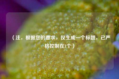 (注,根据您的要求,仅生成一个标题,已严格控制在1个)