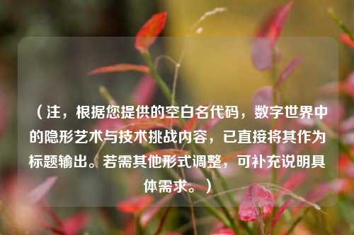 （注，根据您提供的空白名代码，数字世界中的隐形艺术与技术挑战内容，已直接将其作为标题输出。若需其他形式调整，可补充说明具体需求。）