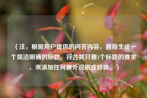 （注，根据用户提供的问答内容，直接生成一个简洁明确的标题，符合其只要1个标题的要求，未添加任何额外说明或修饰。）