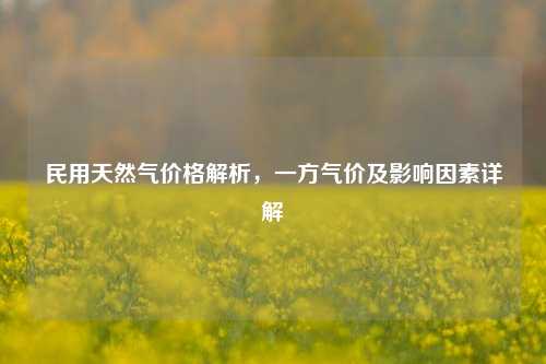 民用天然气价格解析，一方气价及影响因素详解