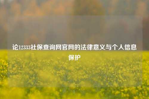 论12333社保查询网官网的法律意义与个人信息保护