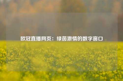 欧冠直播网页:绿茵激情的数字窗口