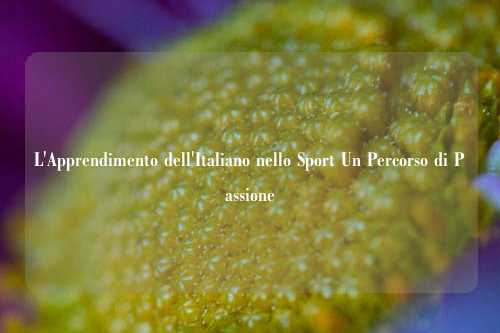 L'Apprendimento dell'Italiano nello Sport Un Percorso di Passione