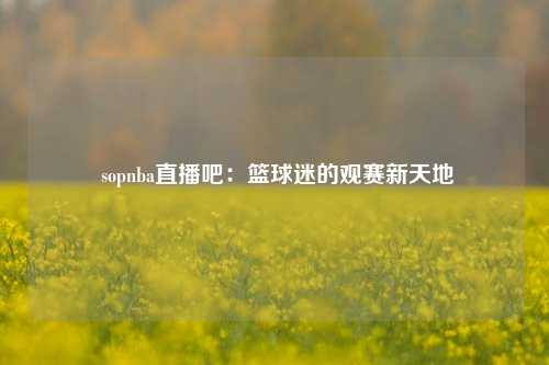  sopnba直播吧：篮球迷的观赛新天地