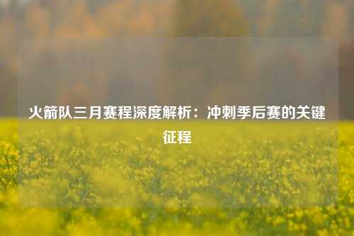 火箭队三月赛程深度解析：冲刺季后赛的关键征程