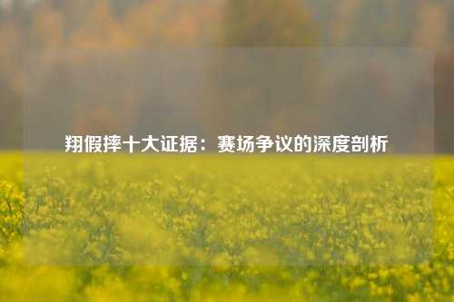 翔假摔十大证据：赛场争议的深度剖析