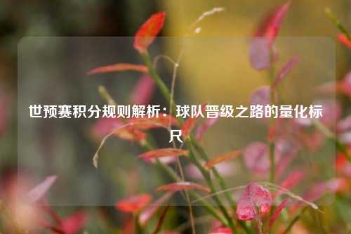 世预赛积分规则解析：球队晋级之路的量化标尺