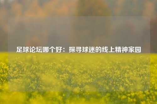 足球论坛哪个好：探寻球迷的线上精神家园